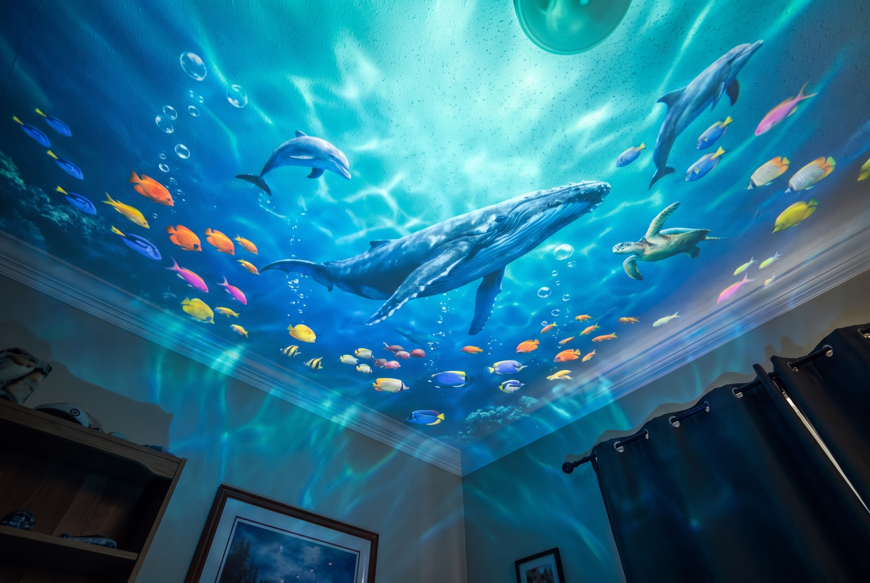 Room with the projector on